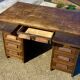 Antique American-style vintage desk with pedestal