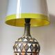 Vintage handcrafted lamp, pottery and silver-plated metal