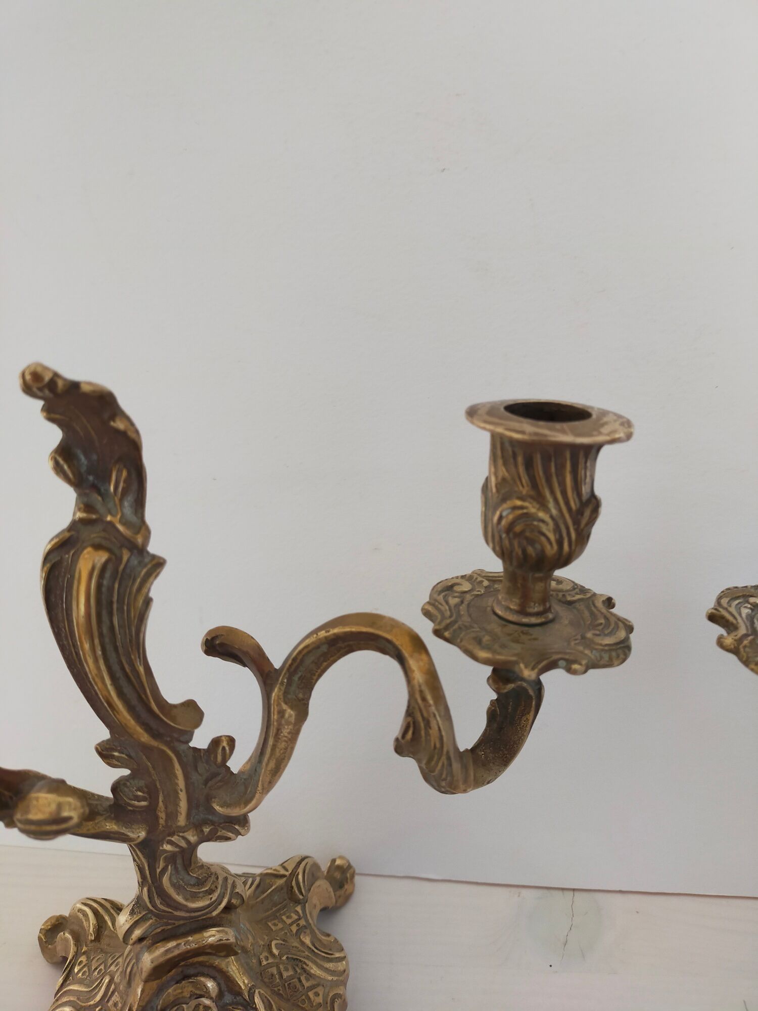 Pair of vintage brass 2-candle candelabra candlesticks