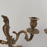 Paire de bougeoirs candélabres à poser 2 bougies en laiton vintage