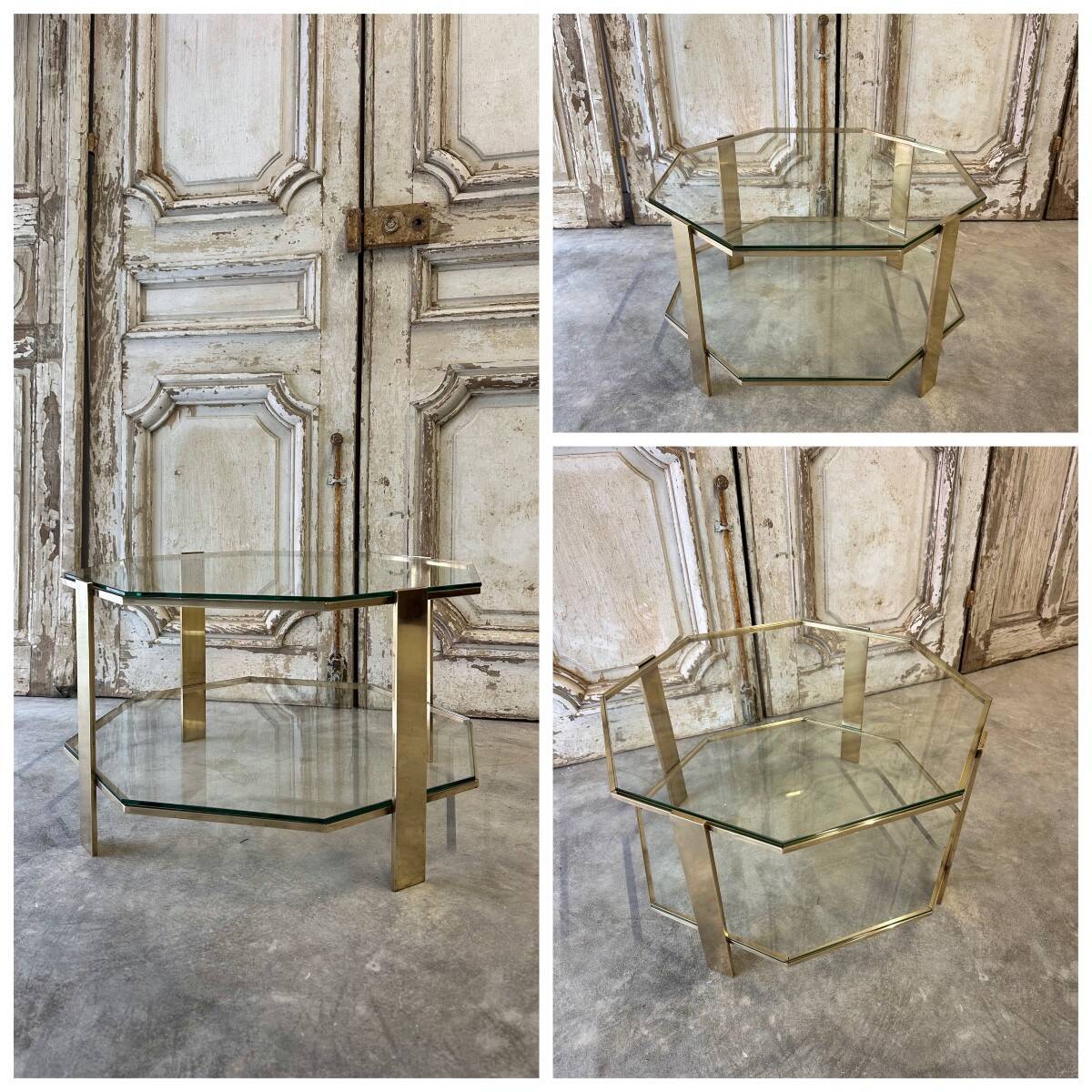 Small octagonal coffee table attributed to Jacques Quinet for Maison Malabert.
