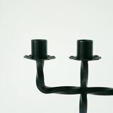 three-light wrought iron candlestick, Brutalist, 1970