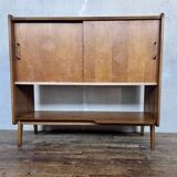 Vintage Roger Landault sideboard in light wood with 2 sliding doors