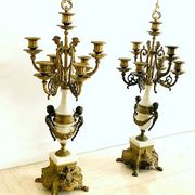 Pair of large 7-light candelabra - 69 cm - Bronze - Putti