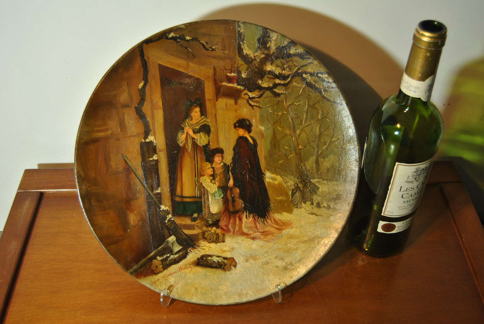 Alsatian terracotta dish painted decorative 19th century