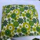 Cushion cover, green lotus flowers, vintage 1970