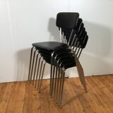 vintage chromed tubular steel stackable dining chairs
