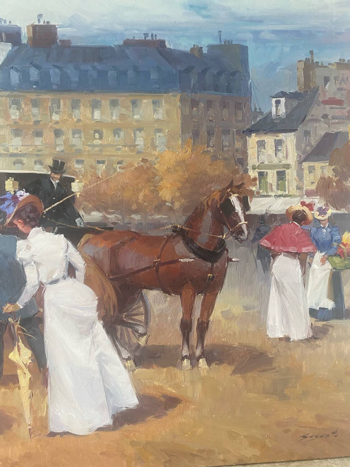 Scène de ville école espagnole du XXEME siècle