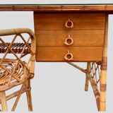 Rattan desk and chair 1960