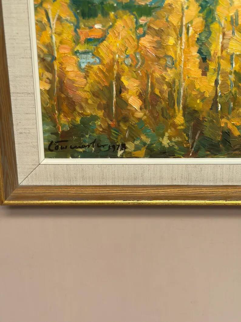 Original Swedish Oil on Panel – "Autumn Landscape" – Dated 1978 – Framed Period Piece – 50 × 42 cm (19.7" × 16.5")
