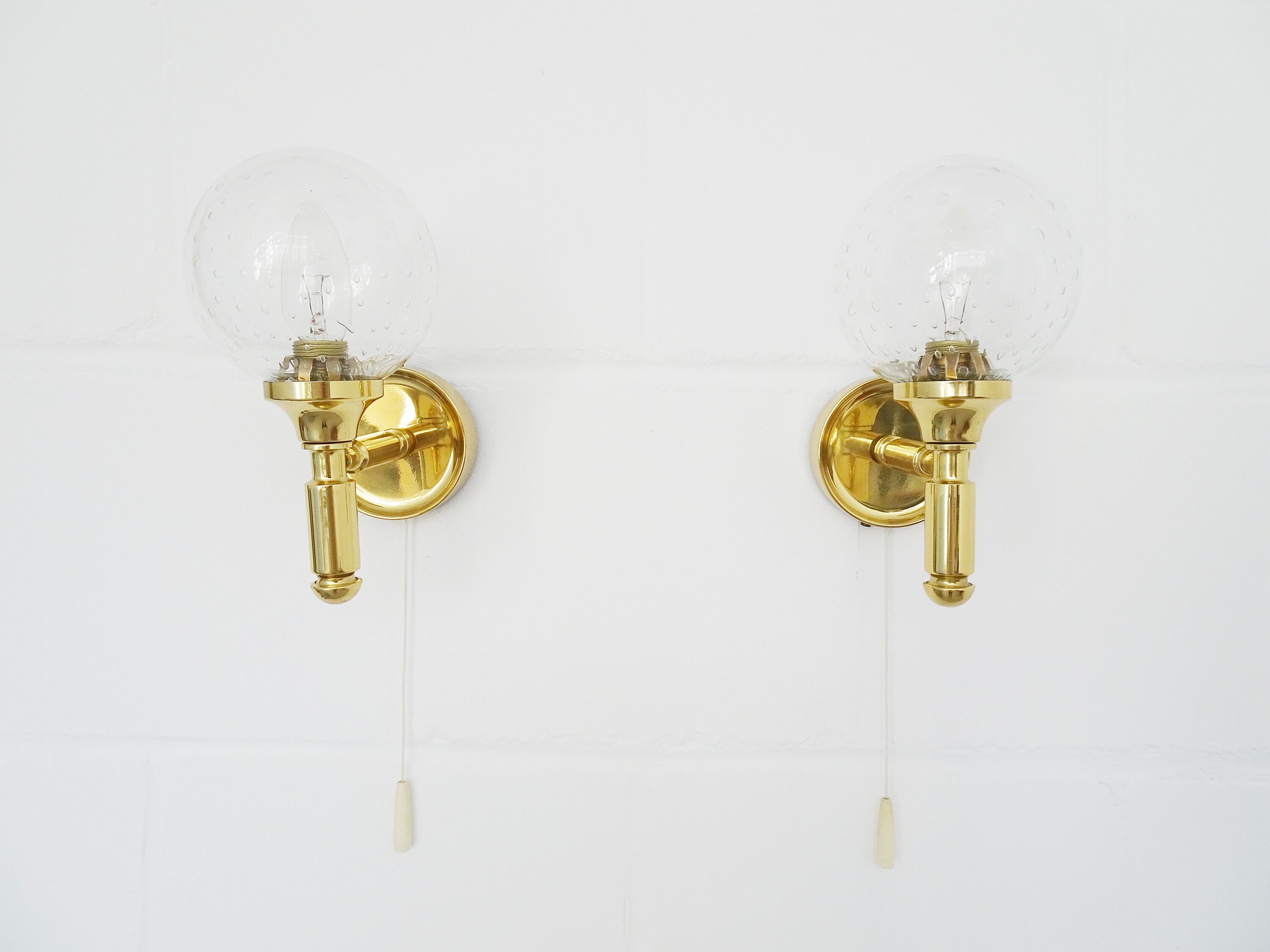 Wila wall lights set 1970s, wall lamps gold glass, indirect lighting