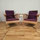 Pair of large armchairs with crossbars, circa 1950, Canovas fabric embroidered by Lesage