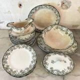 Doulton Burslem Melrose green English earthenware dinner service for 6 people