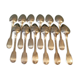 Set of 12 large spoons model silver net Old man 19th coat of arms comtal crown