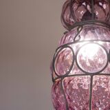 Plum colour Venetian Lantern, Seguso Murano Glass, Italy, 1950s