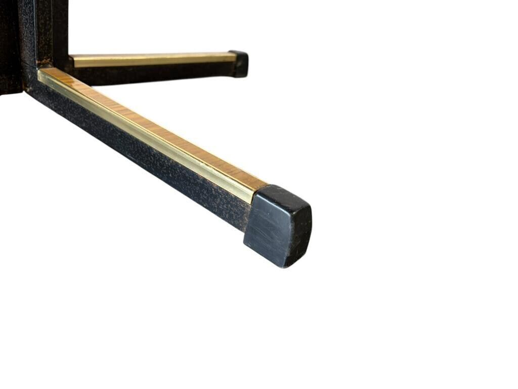 Vintage round side table / side table with black star base