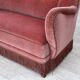 1970s, Danish 2-seater sofa, salmon pink furniture velour, oak wood.