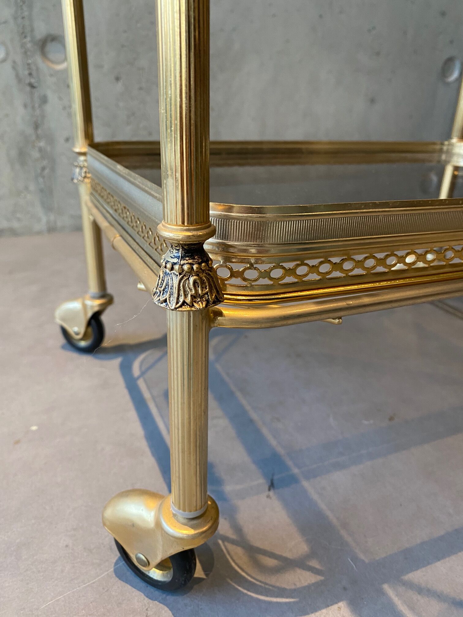 Gilded brass table and glass