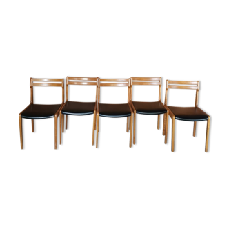 5 vintage black skai chairs