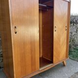 Light oak sliding door wardrobe, 1960
