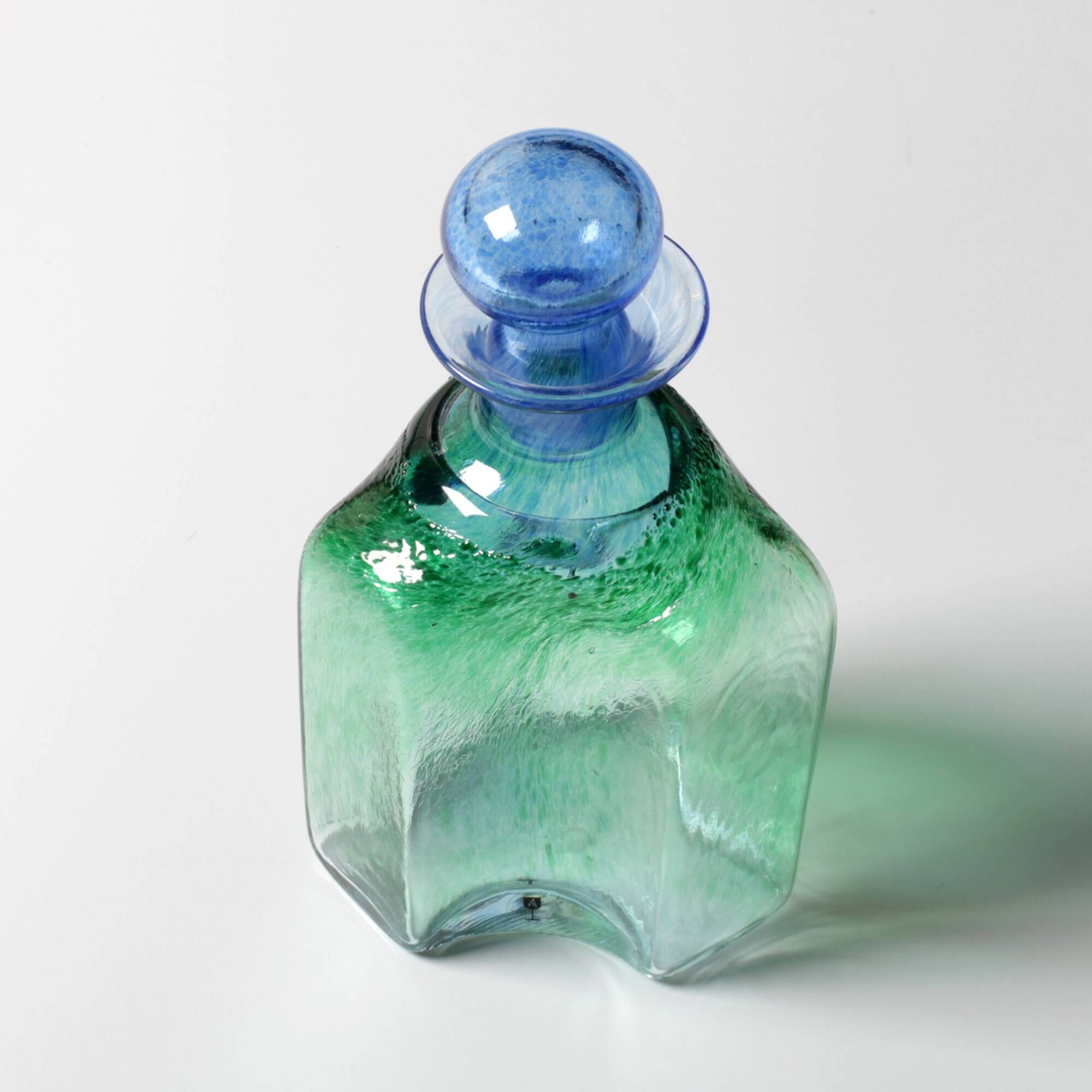 Vintage Green and Blue Glass Decanter Antikva by Bertil Vallien Sweden 1994