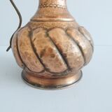 Copper jug with lid and brass handle, large copper jug with relief