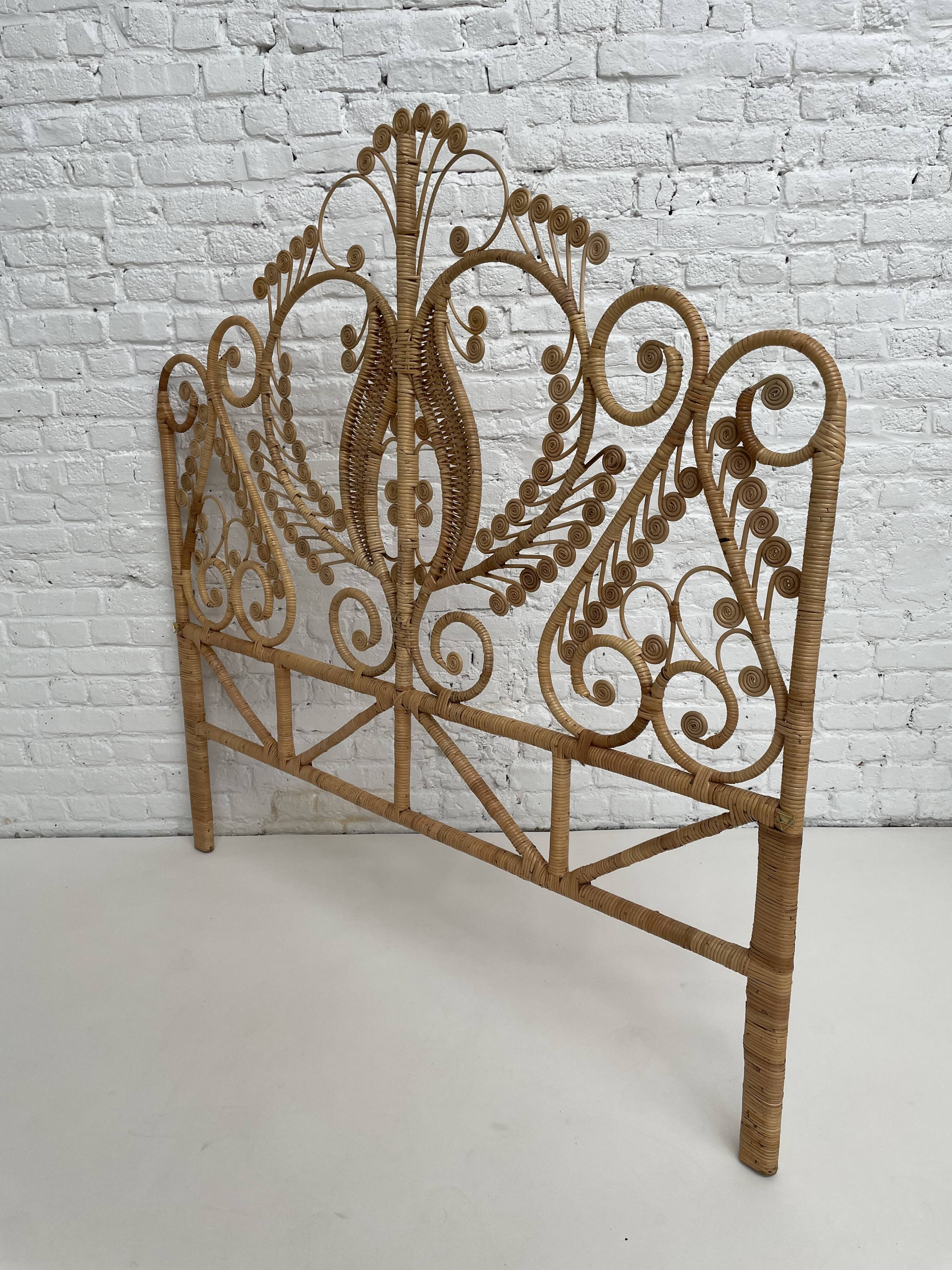 Peacock style rattan headboard