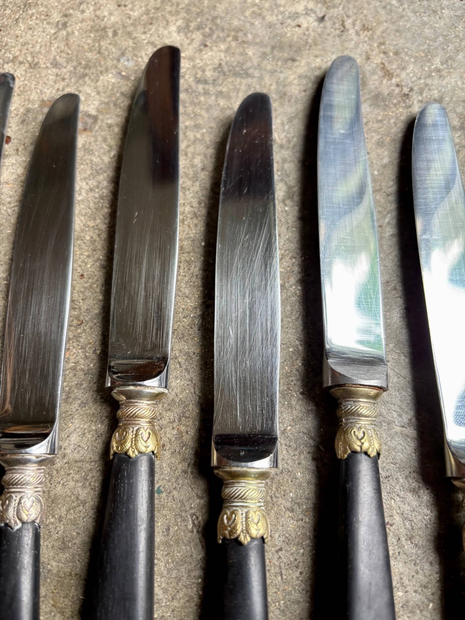 6 Christofle ebony dessert knives