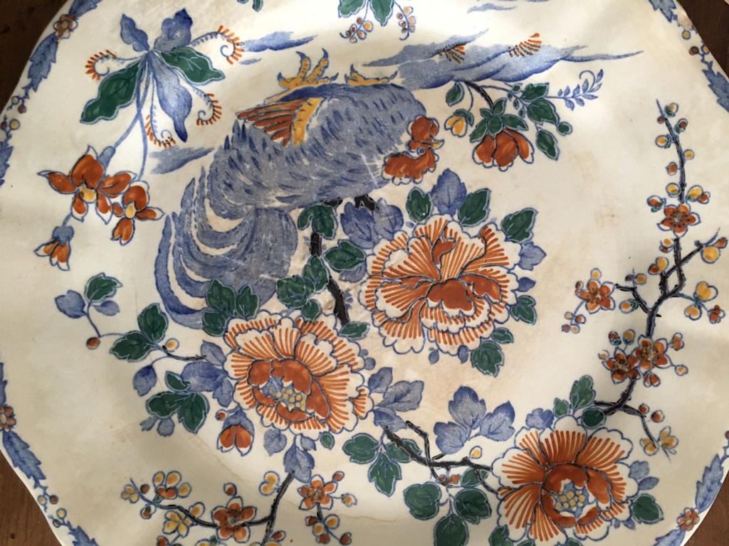 Plates earthen of Gien model Rooster and peony