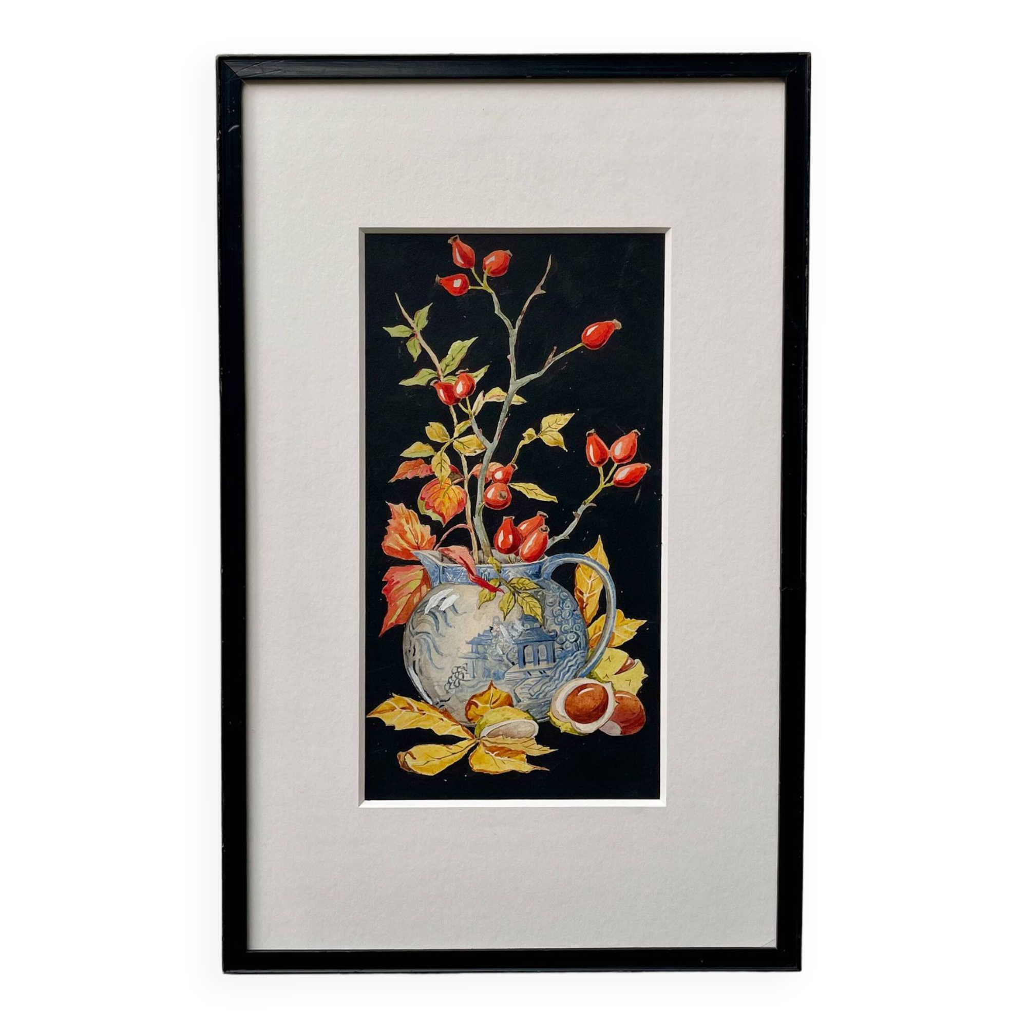 Early 20th Century Still Life Painting with Black Frame