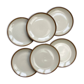 6 Petites Assiettes vintage en faïence beige marron