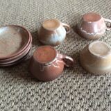 Series of 4 stoneware coffee cups