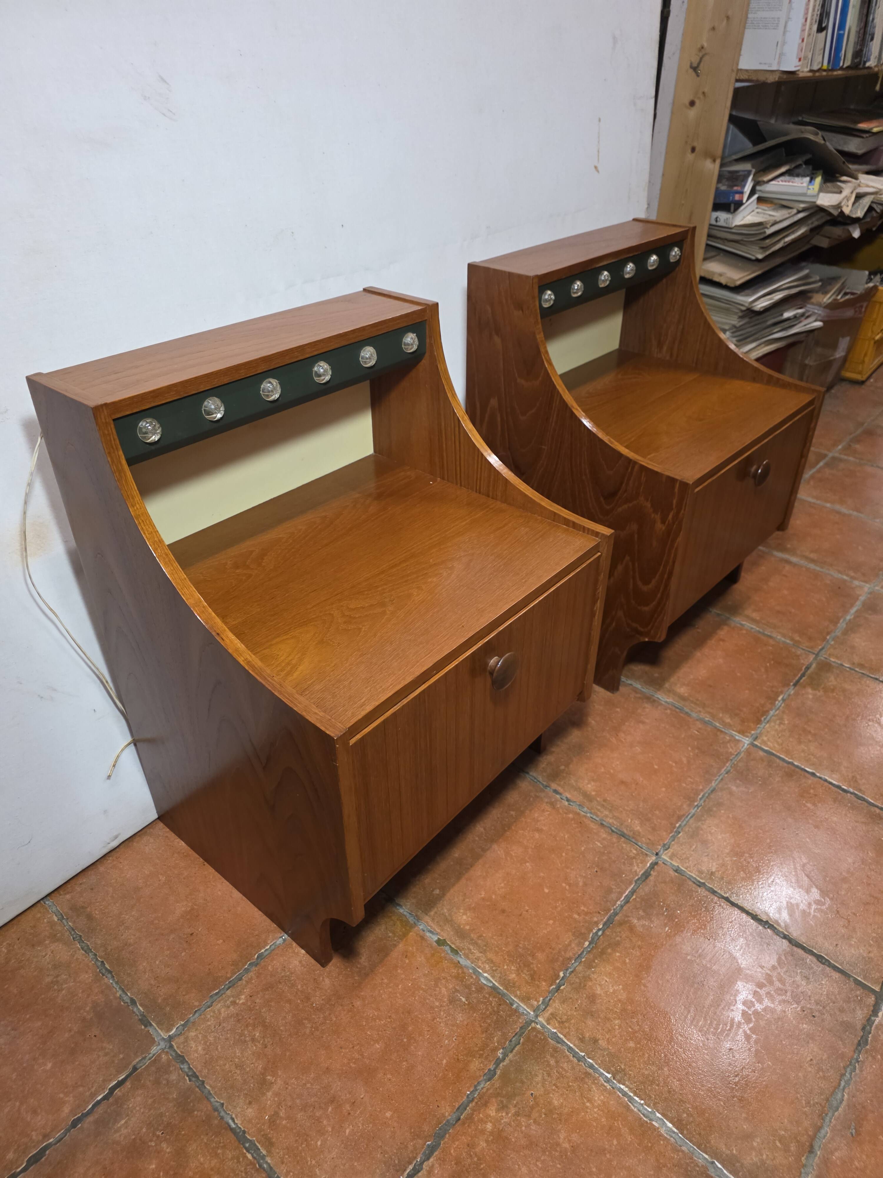 Pair of Scandinavian teak bedside tables from the 1960s.