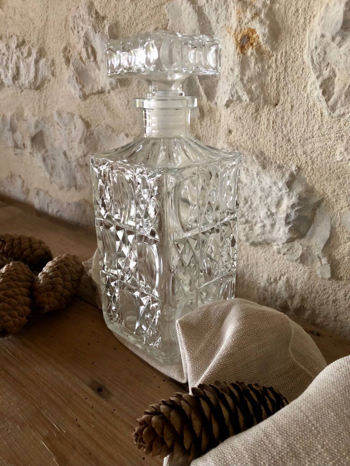 Large ornate glass carafe