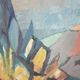 Danish tableau from the 1960s on canvas, colourful art of mountains and valleys.