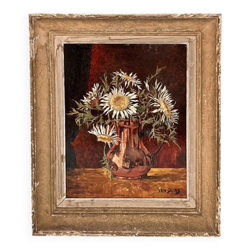 1950s tableau "Autumn Flowers" signed Vandors