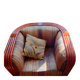 Red rattan and bamboo armchair, Maugrion salon