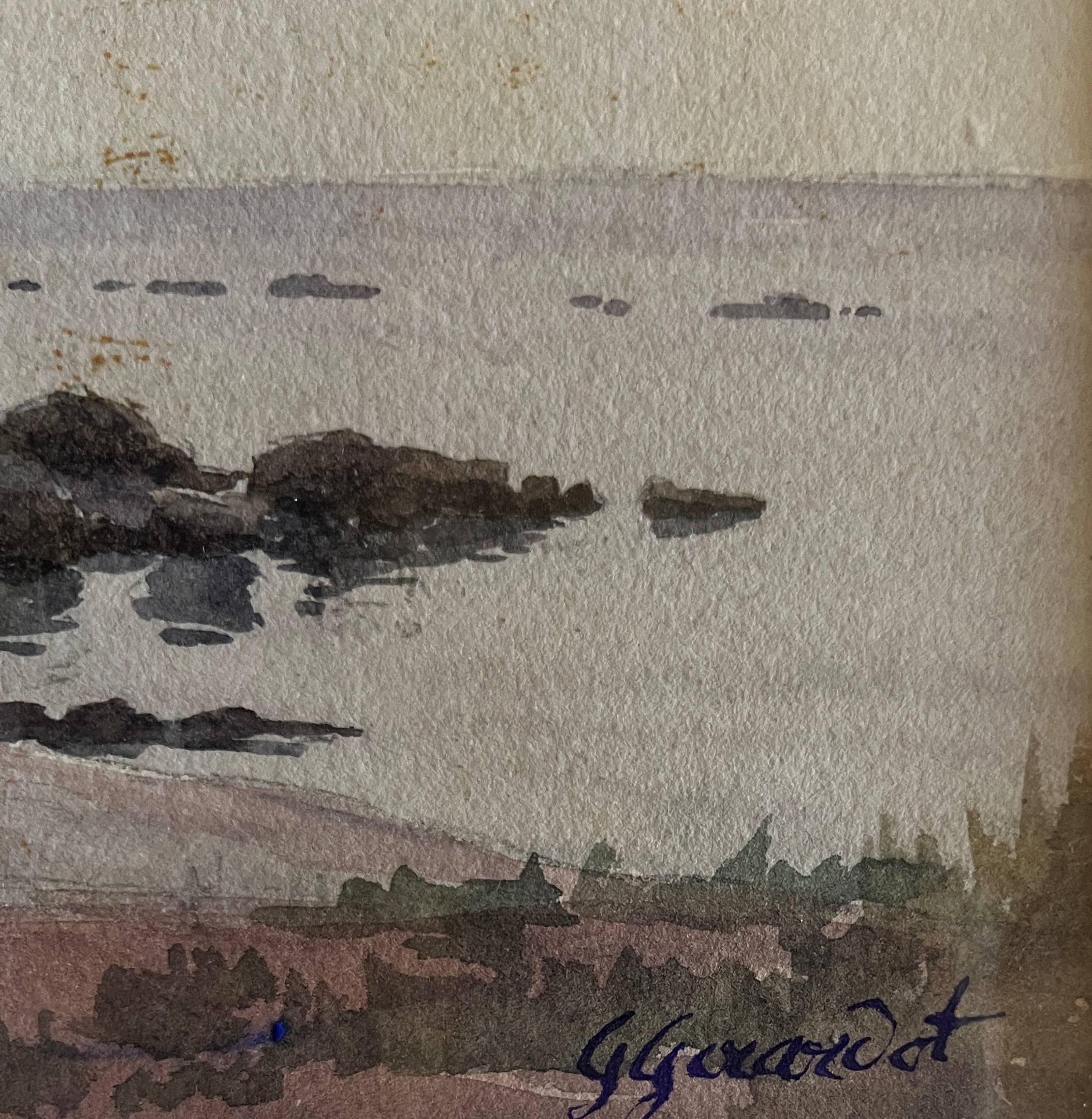 Watercolor painting g. girardot (1856-1914) marine "cassis" 1904