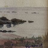 Watercolor painting g. girardot (1856-1914) marine "cassis" 1904