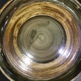 Plate presentation or flat glazed stoneware spiral pattern