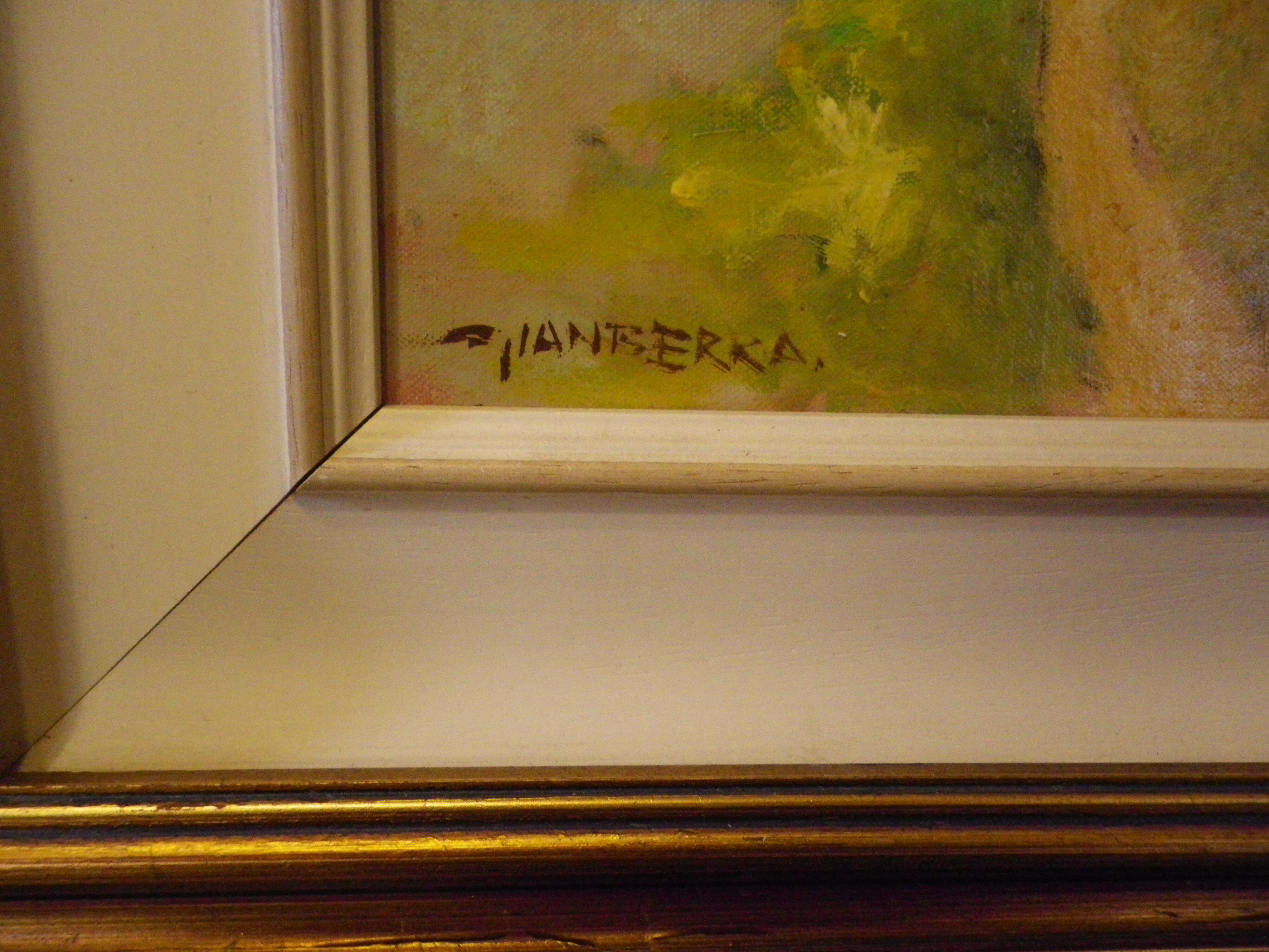 Painting by Gian BERRA with autograph letter signed on the back, contemporary painter - Italy