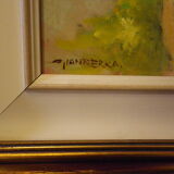 Painting by Gian BERRA with autograph letter signed on the back, contemporary painter - Italy