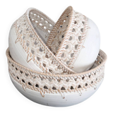 Wooden Bowl with Rattan Details - Set of 3