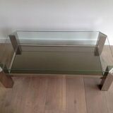 Chromed coffee table with glass tops and mirror