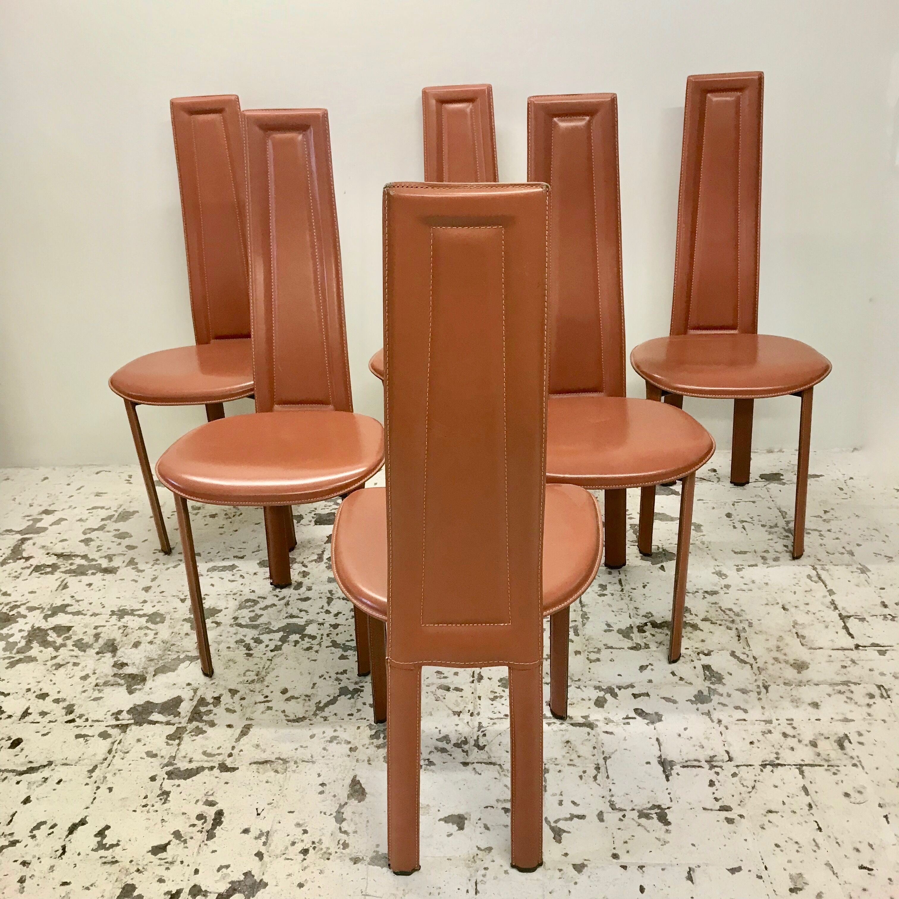 Series of 6 leather chairs