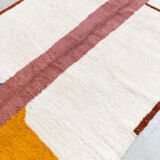 Moroccan Berber carpet beni ouarain ecru with colorful patterns 143x110cm