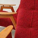 Pair of red armchairs by Jaroslav Smidek for Ton (Thonet) 60s