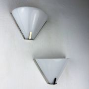 Pair of mid-century conical opal glass wall lights, Italy 1960s
