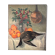 Painting still life orange duck bouquet oil on canvas signed