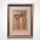 Paul Balluriau, "Twilight", signed lithograph, late 19th century.